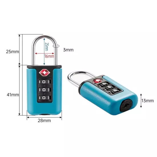 Padlock 3 Digit Combination Lock Luggage Password Lock TSA Customs Code Lock