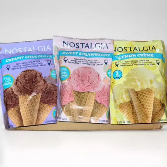 Nostalgia Ice Cream Mix 3 Flavor Variety Pack (8oz. each) EXP- 1/2026