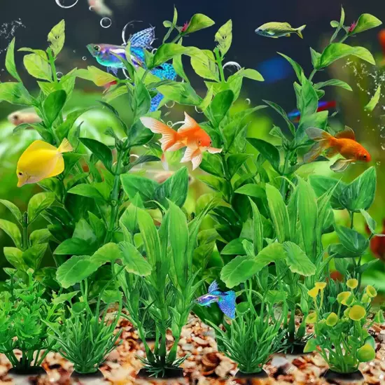 Fish Tank Accessories Green Plants, 10Pcs Green Fish Tank Decorations, Aquarium 