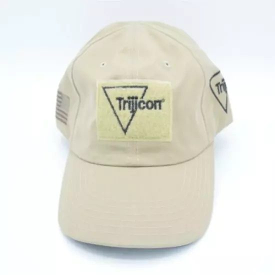 TRIJICON TAN/FDE RIPSTOP HAT/BASEBALL CAP AMERICAN FLAG PATCH ATTACHMENT FRONT