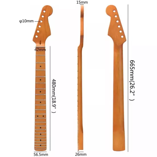 Yellow 22 Fret Electric Guitar Neck Canada Maple Fretboard for Fender Strat Part