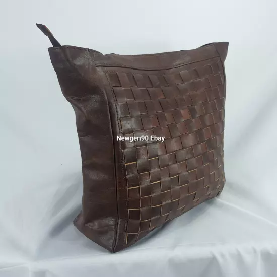 Genuine Goat Leather Bag Women's Handbag Brown checkered Shoulder Bag Tote Purse