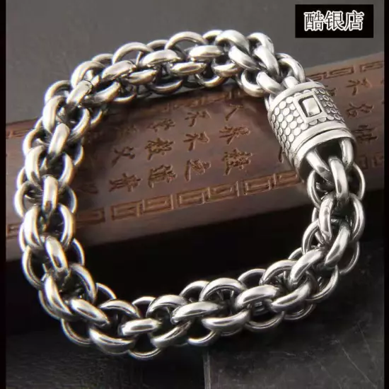 New 925 Silver Bangle Bracelet Chain Popular Vintage Bracelets Mens Gift-68