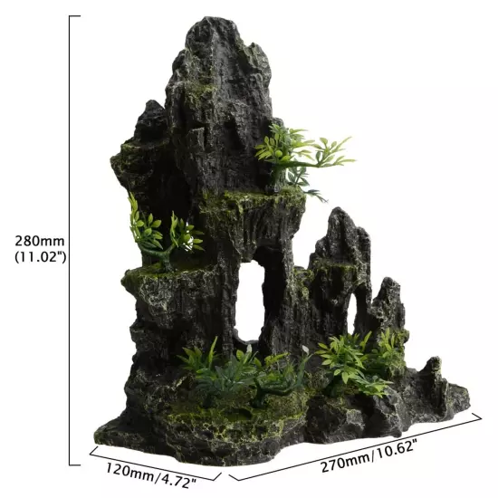 AnRui Large and Tall Aquarium Mountain View Stone Decorations Resin Betta Roc...