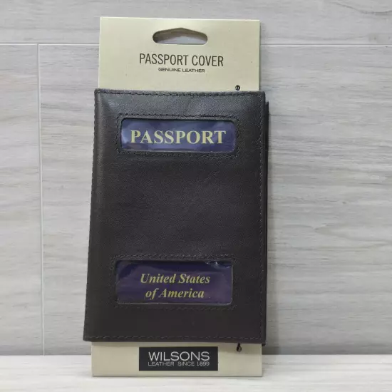 Wilsons Genuine Leather Passport Holder Cover Brown