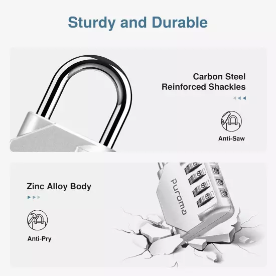 4 Pack Combination Lock 4 Digit Locker Lock Outdoor Waterproof Padlock for Schoo