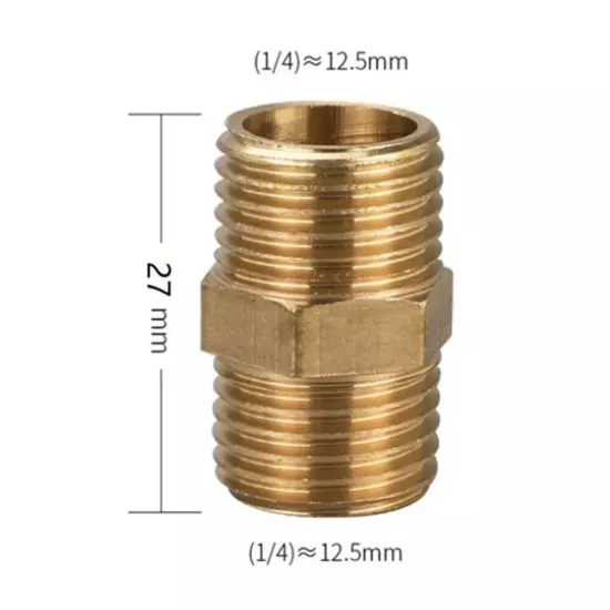 5* -Air Line Hose Compressor Connector 1/4 Male To Male Brass Pipe Adapter