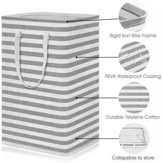 Laundry Hamper, 75L Large Collapsible Tall Laundry Basket with Handles, Water...