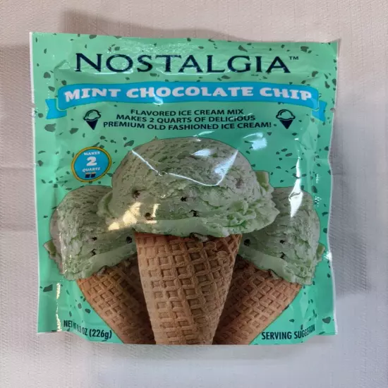 NEW Lot of 2 Nostalgia MINT CHOCOLATE CHIP Ice Cream Mix 8oz Packs EXP: 1/26