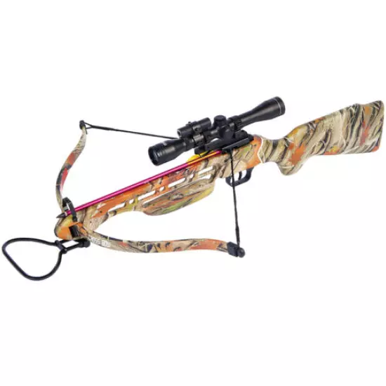 150 lb Black / Wood / Camo Hunting Crossbow Bow +4x20 Scope +7 Arrows 180 80 50