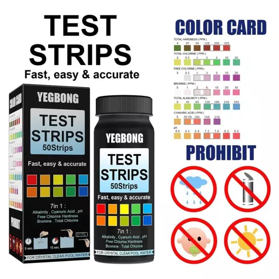 Aquarium Fish Tank Water Test Strips Kit Nitrite Nitrate PH Tester 7-in-1