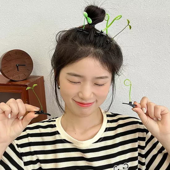 5pcs Hair Clip Cute Headwear Grass Plant Hair Clip Plant Bean Sprout Clip H W ✨◇