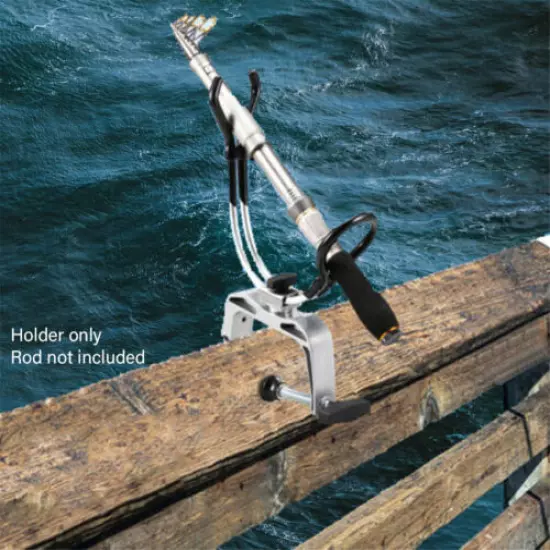 Heavy Duty Fishing Pole Rod Holder with Universal Clamp-On Boat Deck Mount