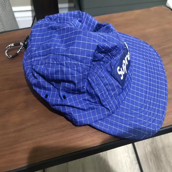 Supreme Blue / Navy Nylon Ripstop Checkered Camp Cap