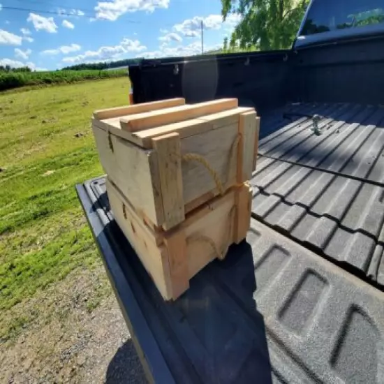 Plain Storage/Ammo Box With Rope Handle and Latching Hasp/Catch