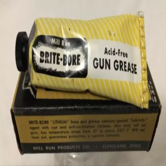 Vintage ORIGINAL FORMULA Mill Run Gun Cleaning 1960’s Brite-Bore Gun Grease