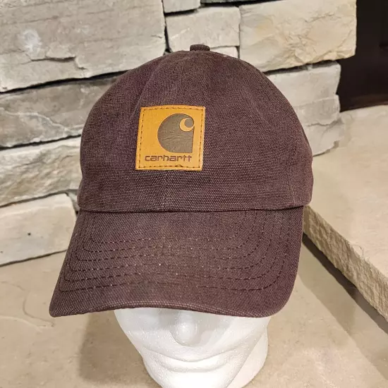 Carhartt Leather Patch Canvas Snapback Adjustable Baseball Hat USA Made Cap