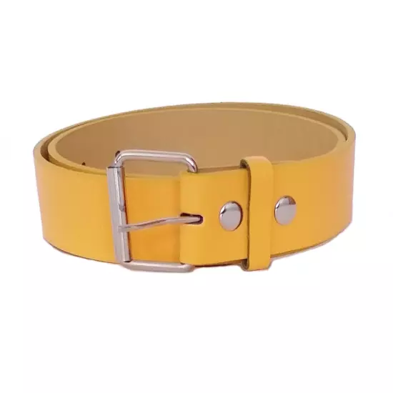 NEW Thick Wide Bonded Leather Belt w/ Removable Silver Buckle 12 Bright Colors!