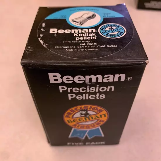 Beeman BEAR .177 cal 4.5 mm Airgun Pellets BOX 4 NIB 500 Count Cans 1000 pellets