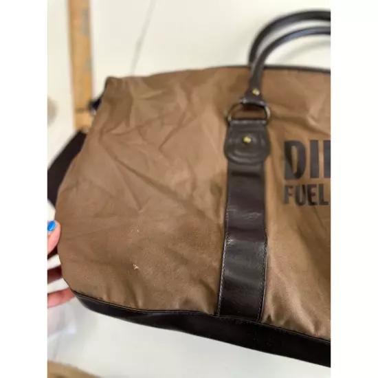 Diesel Duffel Bag Canvas Brown Fuel For Life Holdall Travel Gym