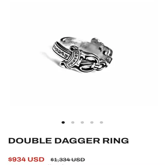 Chrome Hearts Double Dagger Ring Size 7