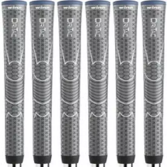 Winn DRI-TAC Dark Gray Midsize (+1/16) Golf Grips - Set of 6 - New