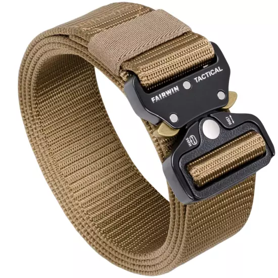 Tactical Belt, Military Style Webbing Riggers Web Belt with Heavy-Duty Quick-...