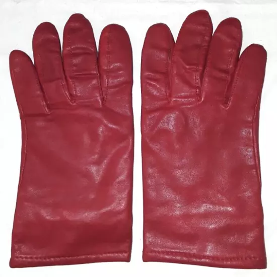 Womens lined red leather gloves size 7.5