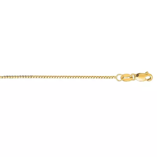 14K Solid Yellow Gold Box Necklace Real Gold Chain 18"