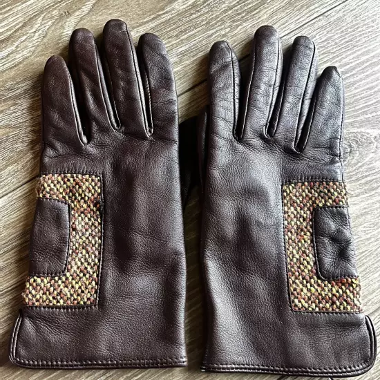 Echo Brown Leather Women Gloves Size Large Polyester Lining Winter Driving Warm