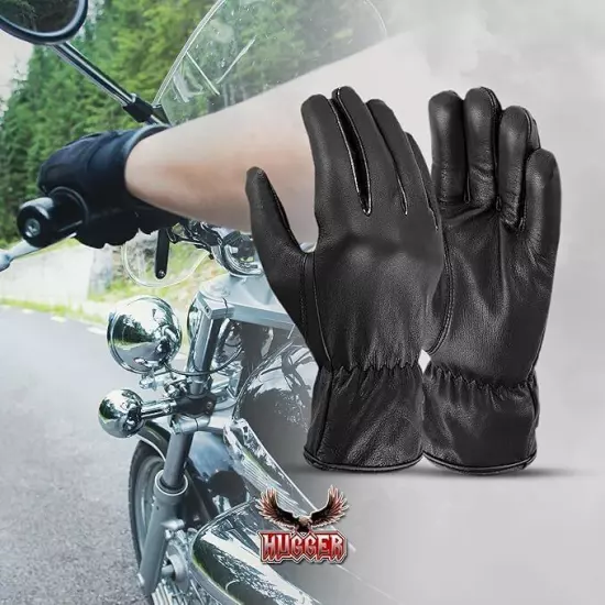 Men's Water Resistant Unlined Basic Seamless Riding Driving Motorcycle Gloves