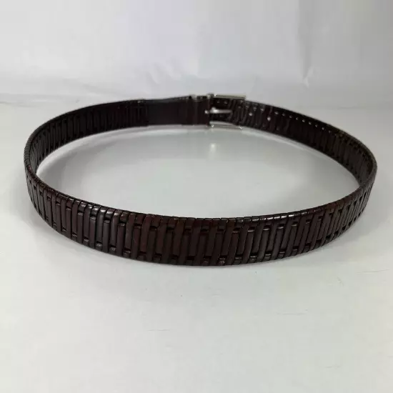 Laced Brown Leather Dress Belt - Made in Italy - Men's Size 36