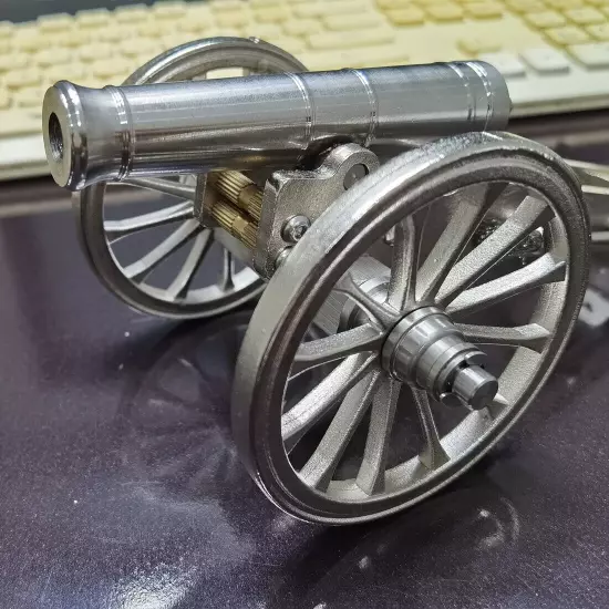 Handmade stainless steel mini cannon Military decoration model collect