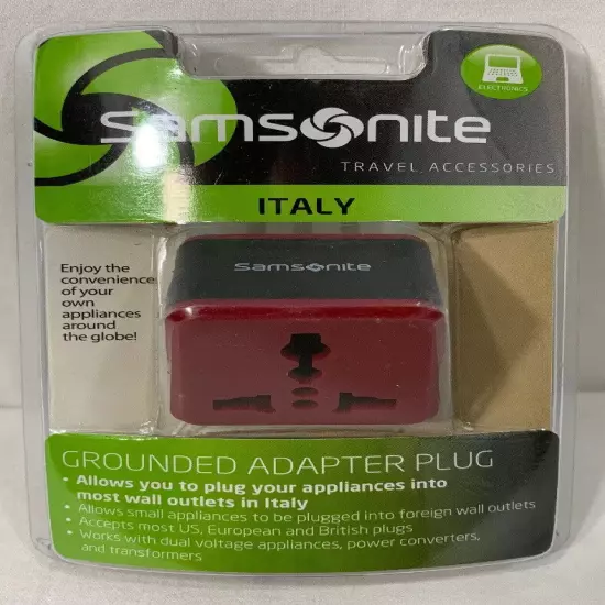 Samsonite 49558-1073 Grounded Adapter Plug - ITALY New Sealed