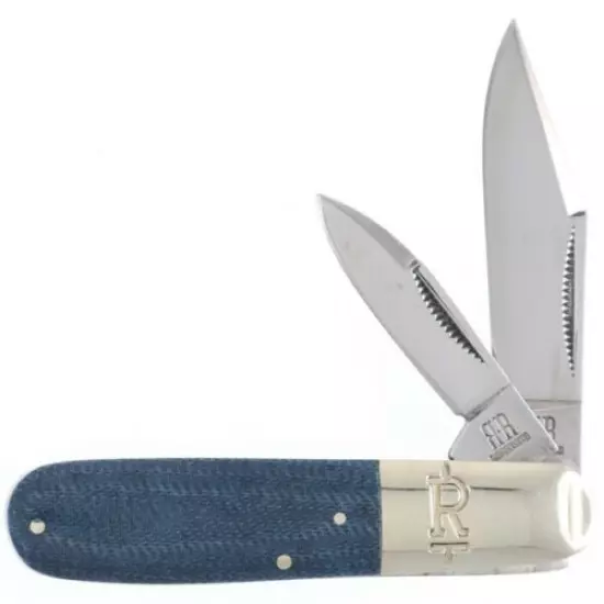 Rough Ryder Blue Denim Micarta T10 Carbon Steel 3 ⅜" Barlow Pocket Knife RR2191