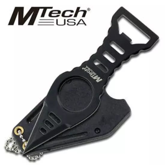 MTech Black Bottle Opener Neck Knife with Kydex Sheath and Clip