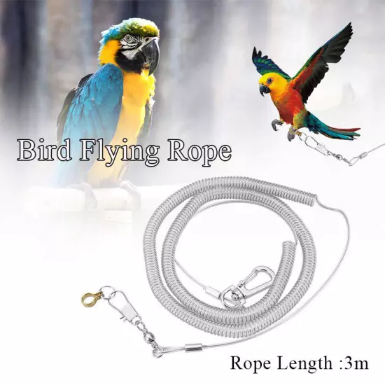 3M Leash Parrot Flying Training Rope Bird Harness For Macaw With Leg Ring │