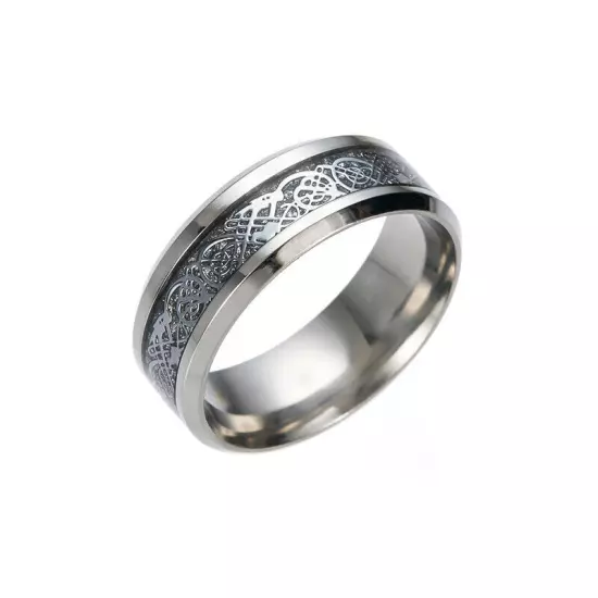 11 Colors Real Stainless Steel Man Silver Gold Black Celtic Dragon 8mm Band Ring