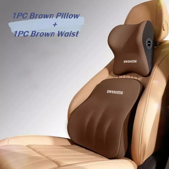 Car Headrest Lumbar Cushion Memory Foam Backrest Lumbar Pillow Neck Pillow