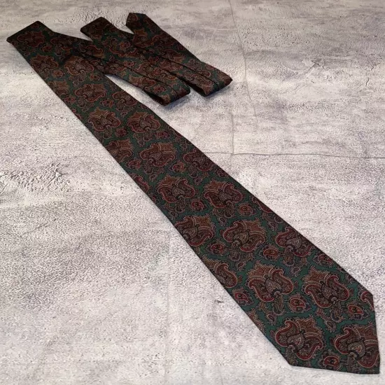 Vintage Brooks Brothers Maker 100% All Silk Paisley Geometric Tie Necktie USA