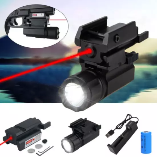 Pistol Gun LED Flashlight & Green/Red Dot Sight Laser Combo For Outdoor Hunting