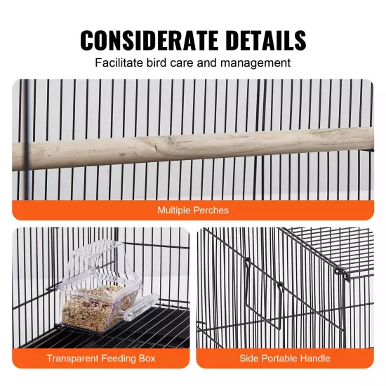 VEVOR 30 inch Bird Cage Metal Large Parakeet Cages for Cockatiels Small Parrot