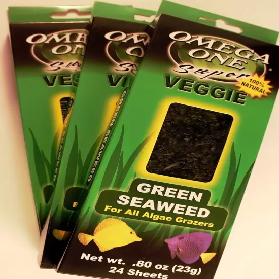 Omega One Super Veggie Green Seaweed for All Algae Grazers.8 oz, 23 g, 24 Sheets