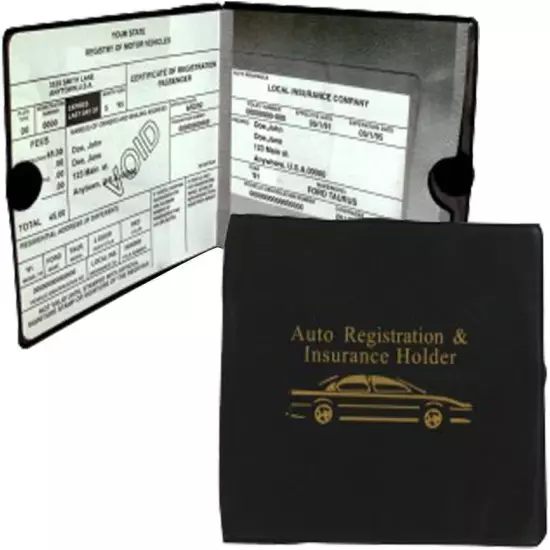 Car Auto Insurance Registration BLACK Document Wallet Holders 2 Pack - [BUNDLE, 