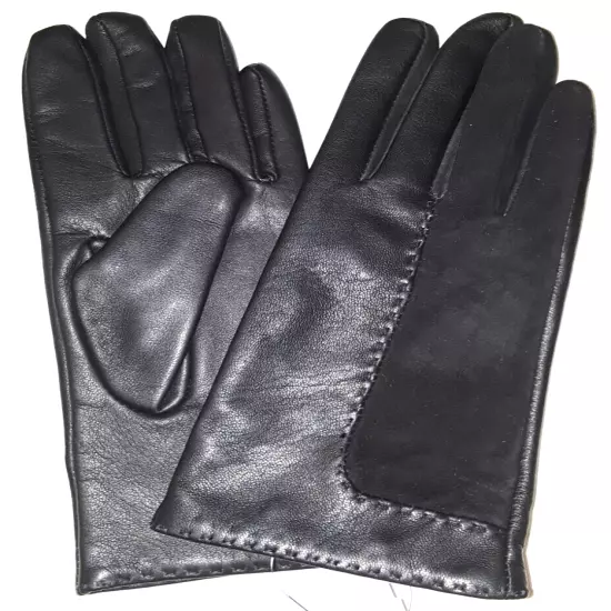 J. McLaughlin NWT black wool-lined Cordova leather gloves womens size M