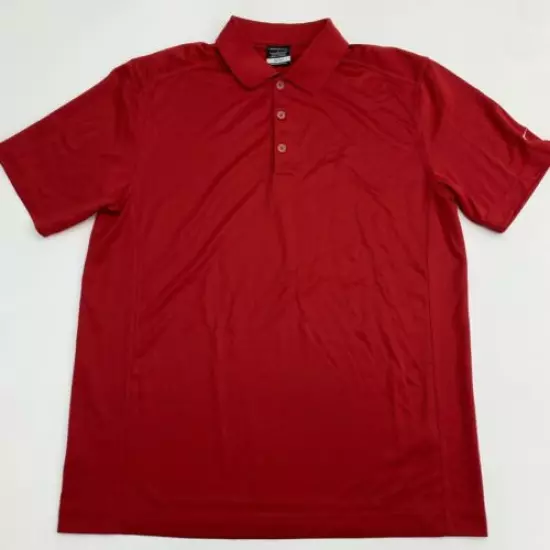 Nike Dri-Fit Athletic Golf Polo Shirt Mens Large Red Short Sleeve Knit Polyester