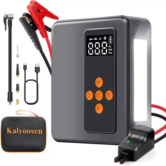 Jump Starter with Air Compressor,8000A 160PSI 32000mAh 12V Car Battery,Tire... 