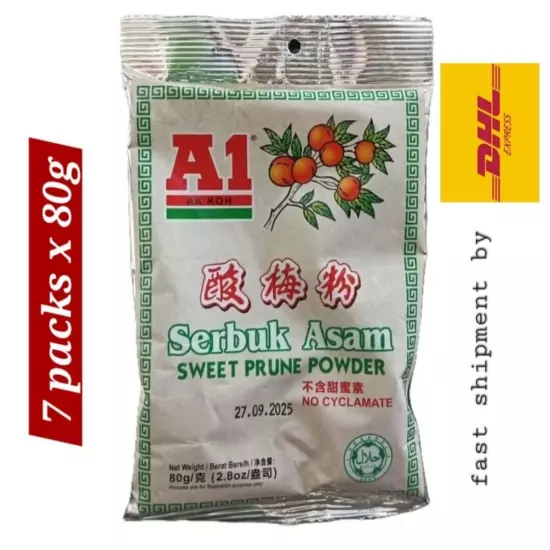 A1 SWEET PRUNE POWDER Serbuk Asam For Fruits 7 packs x 80g - shipment by DHL Exp