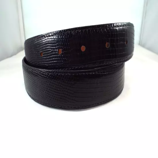 NWOT Pinto Ranch Handmade Glazed Black Genuine Lizard 1.25" Belt Strap Sz 38 USA