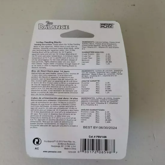 ProBalance Vacation Fish Feeder 14day blocks-2 blocks per Pack by Penn Plax NEW!